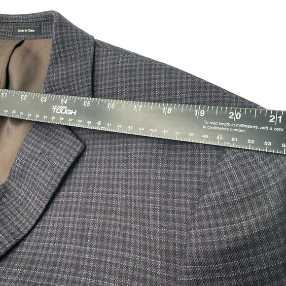 PRONTO UOMO Men's 48R Wool Blazer Suit‎ Jacket Blue Check Plaid Platinum Modern - Picture 7 of 9